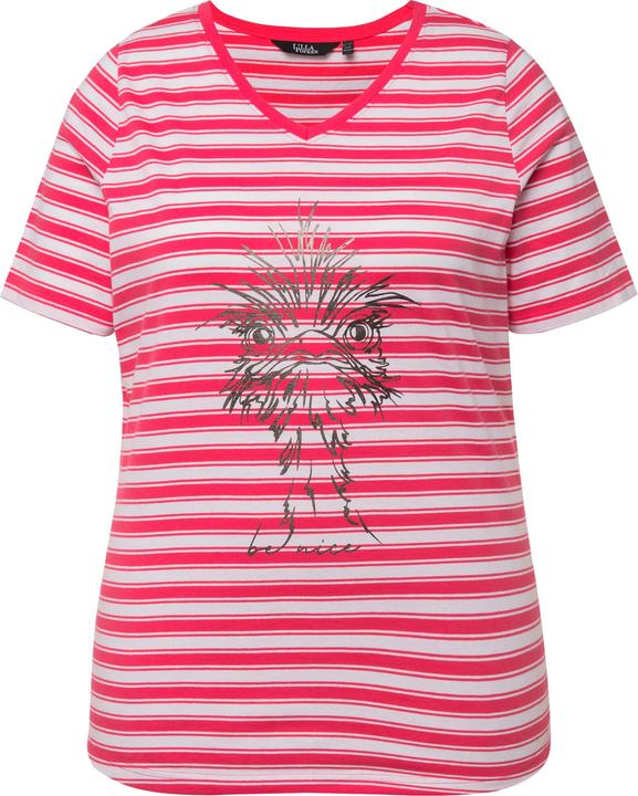 Produktbild Ulla Popken T-Shirt, Ringel, Metallic-Tiermotiv, V-Ausschnitt, Halbarm (54)