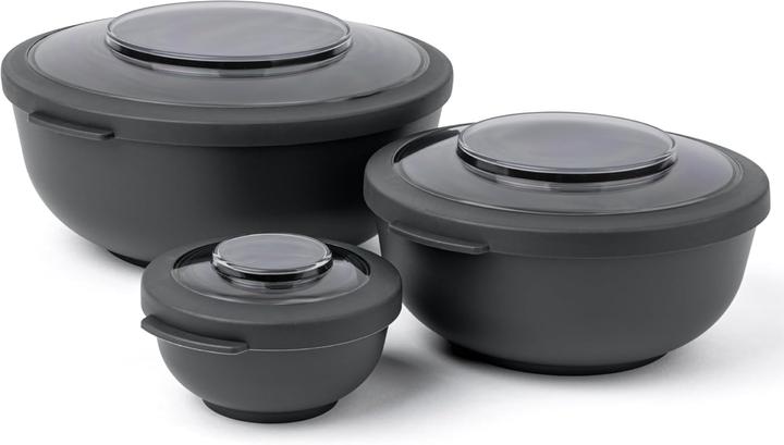 La Joventino Set 8 Ciotole Per Insalata Con Coperchio Ermetico – Infrangibili E Impilabili, Grigio Chiaro, Ideali Per Preparazione E Conservazione Cibi