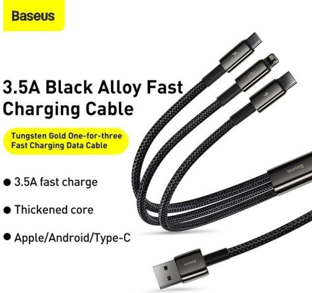 Actual product image Baseus USB A – USB C, Lightning, USB Micro B (1.50 m, USB 2.0)