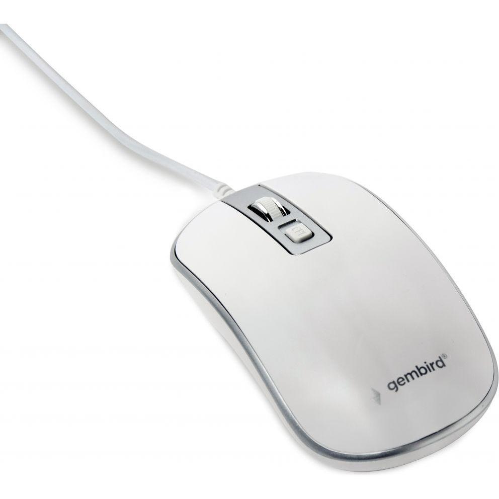 Gembird MUS-4B-06-WS Optical mouse USB (Kabelgebunden), Maus, Weiss, Silber