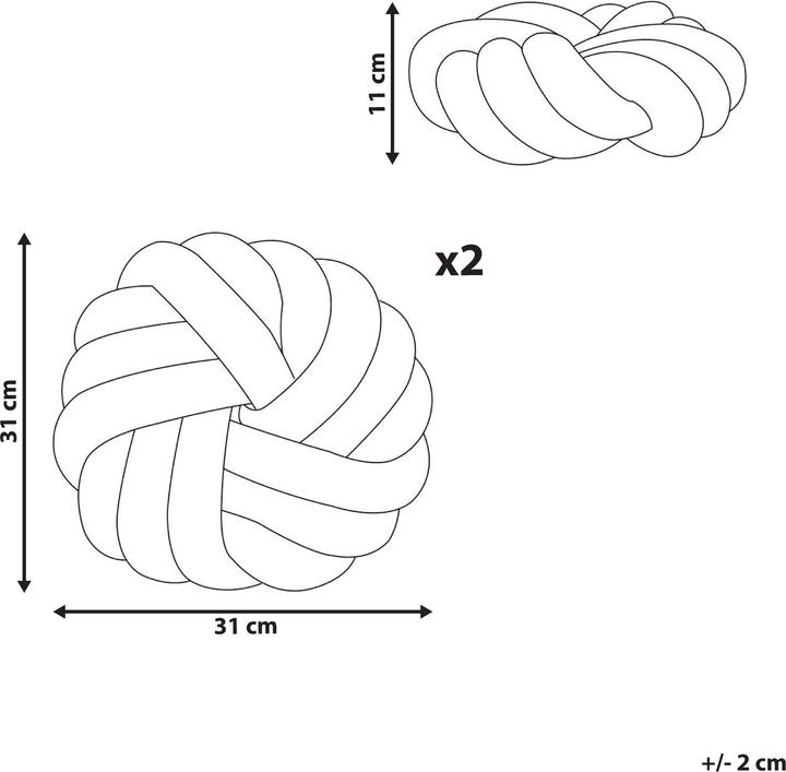 Produktbild Beliani 2er-Set Boucle Knoten Kissen Grau 31 x 31 cm AKOLA (31 x 31 cm)