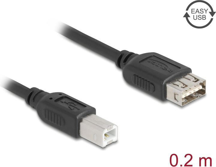Actual product image Delock USB 2.0 Kabel USB Typ-B Stecker zu EASY USB Typ-A Buchse 0,2 m (0.20 m, USB 2.0)