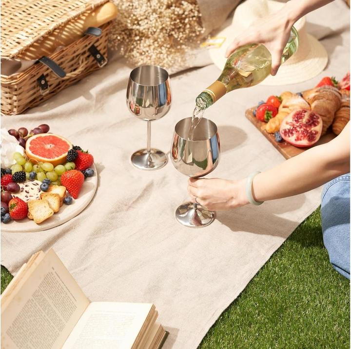 Immagine prodotto Oak & Steel Set di 2 bicchieri da vino in acciaio inossidabile (50 cl, 2 Occhiali, Set di bicchieri da vino)