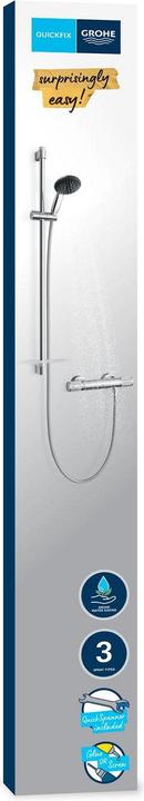 Actual product image Grohe Precision Feel QuickFix thermostatic shower mixer and Vitalio Start 110 shower rail set, length