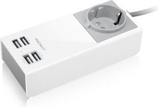 Macally Unistrip2 Grey, White Interior (4 ports)