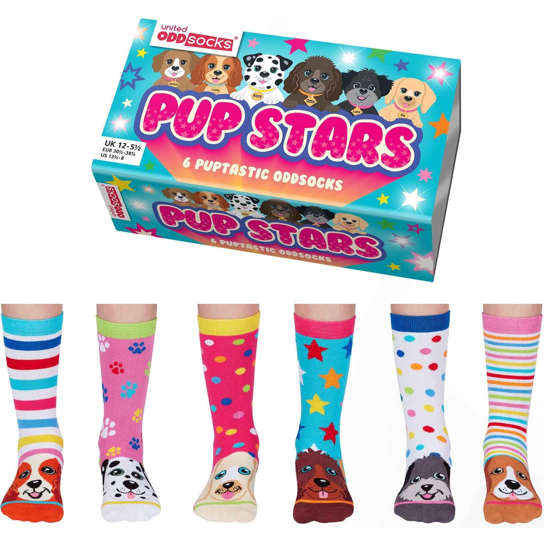 Thumbnail - United Oddsocks, Mädchen, Socken, Pup Stars, Mehrfarbig, (Einzelpack, 30 - 38)