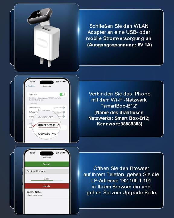 Produktbild Mynoveex 2-in-1 Wireless Adapter für CarPlay/Android Auto