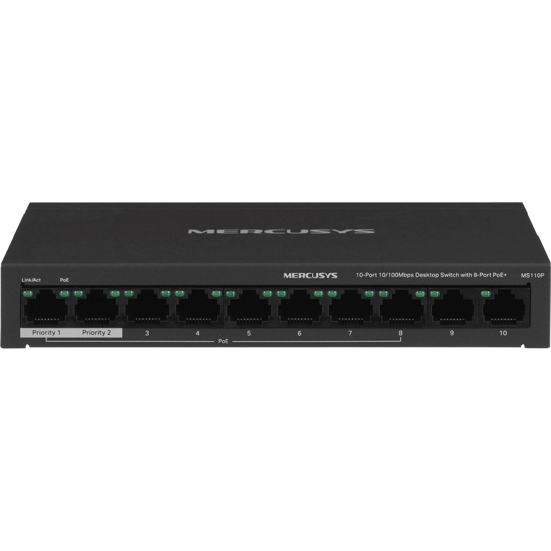Mercusys MS110P (10 Ports), Netzwerk Switch, Schwarz