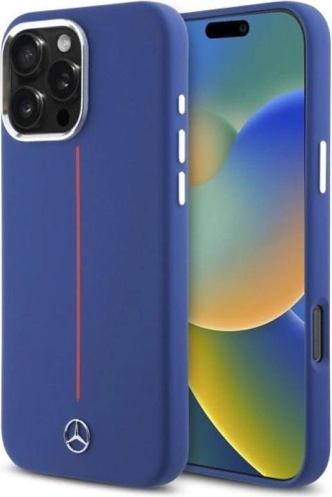 Immagine prodotto Mercedes MEHMP16X23SUMRV iPhone 16 Pro Max 6.9" granatowy/navy hardcase Silicone Red Stripe MagSa (Apple iPhone 16 Pro Max)