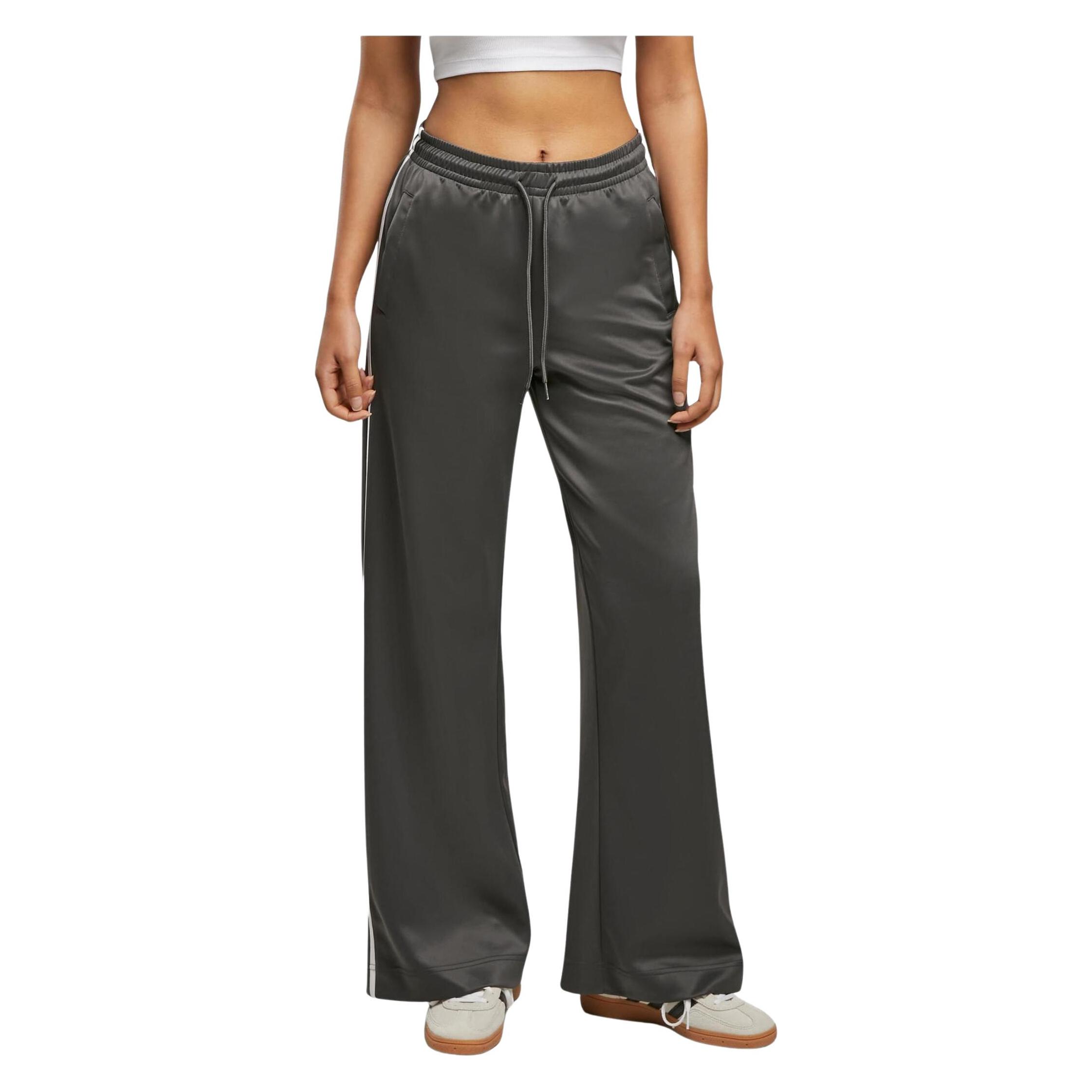 Urban Classics, Damen, Hosen, Ladies Wide Leg Track Pants - 178989, Schwarz, (S)
