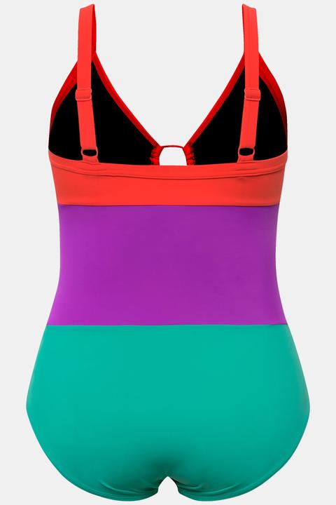 Produktbild Ulla Popken Badeanzug, Colorblocking, Softcups, Aussparungen, recycelt (56)