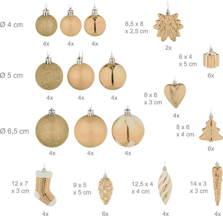 Actual product image Relaxdays Christmas baubles (72 -part)