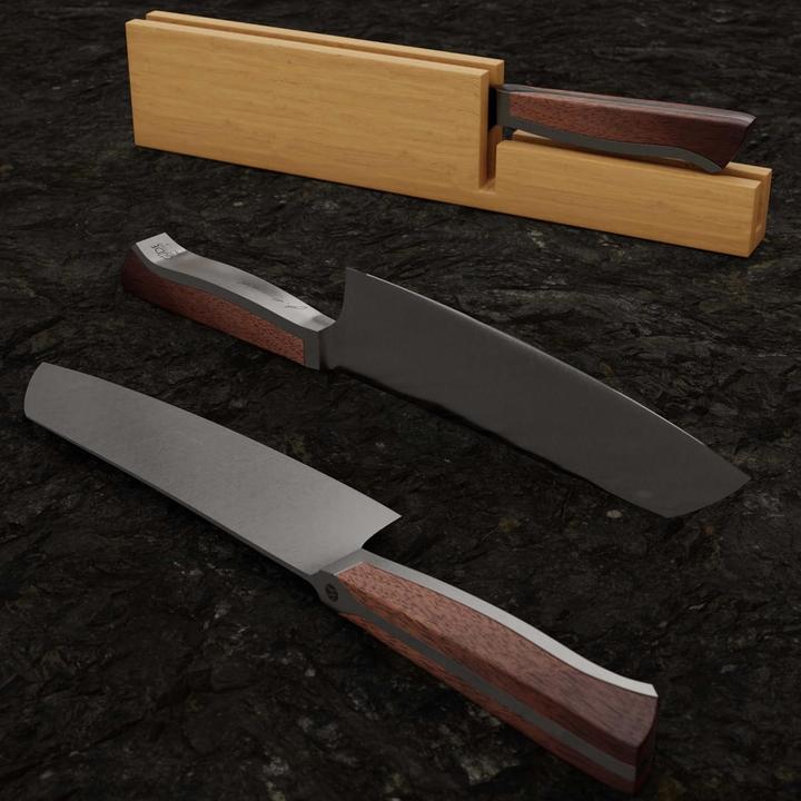 Actual product image Gude Solingen Santoku knife forged 18 cm walnut wood CAMINADA Handmade Germany (18 cm)