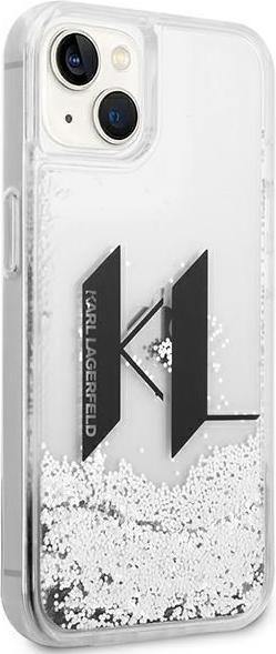 Actual product image Karl Lagerfeld KLHCP14SLBKLCS iPhone 14 6.1" srebrny/silver hardcase Liquid Glitter Big KL (Apple iPhone 14)