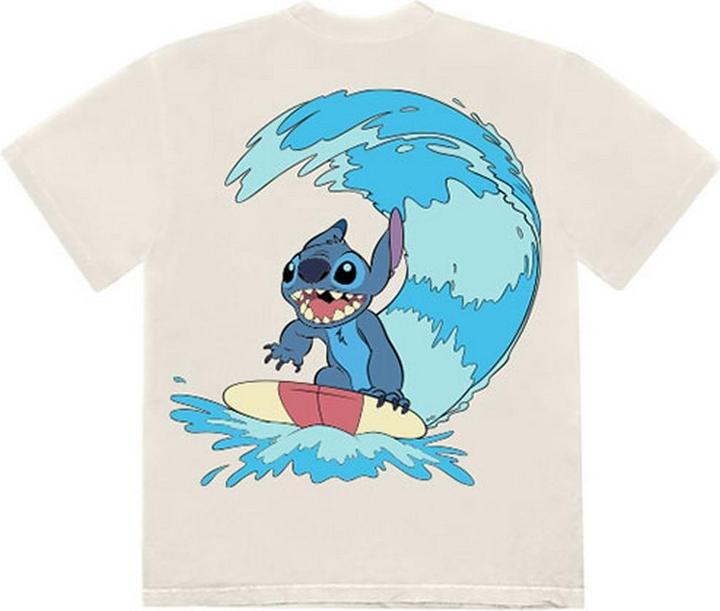 Actual product image Lilo & Stitch Unisex Adult Surf Back Print T-Shirt (XL)