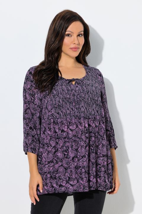 Actual product image Ulla Popken Smocked Paisley Blouse (68)