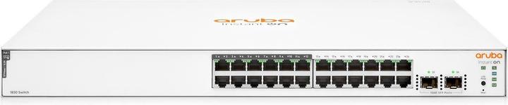 Actual product image HPE E Aruba Instant On 1830 Switch 2 SFP Ports, 12 PoE, 1U, Layer 2, Plug and Play, DOS (26 ports)