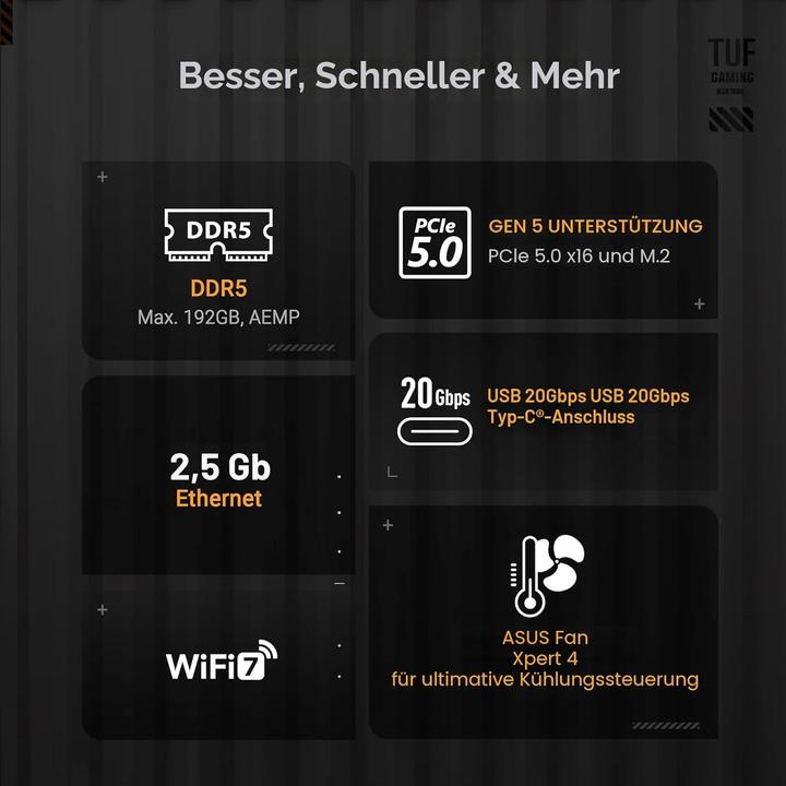 Image du produit ASUS TUF Gaming B850-Plus Wifi (AM5, AMD B850, ATX)