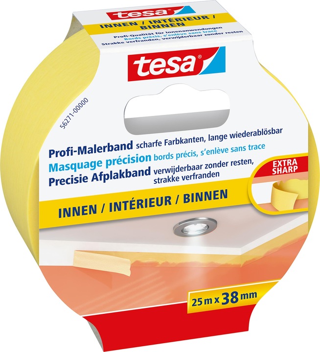 tesa Malerkrepp PROFESSIONAL, Malerband für besonders präzises Abkleben (38 mm)