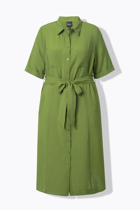 Actual product image Ulla Popken Textured Belted Button Down Dress (58, 60)