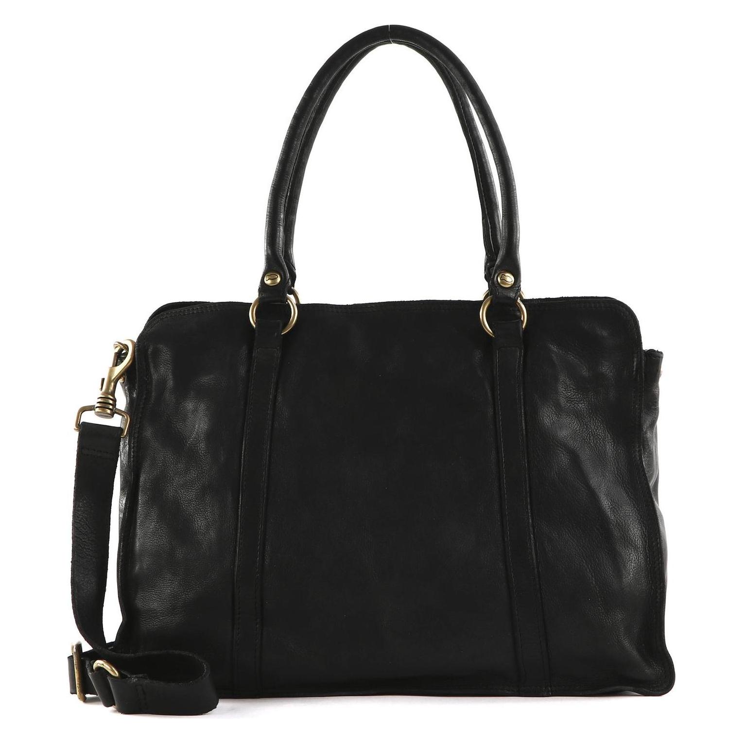 Campomaggi, Damen, Handtasche, Shopping Bag, Schwarz