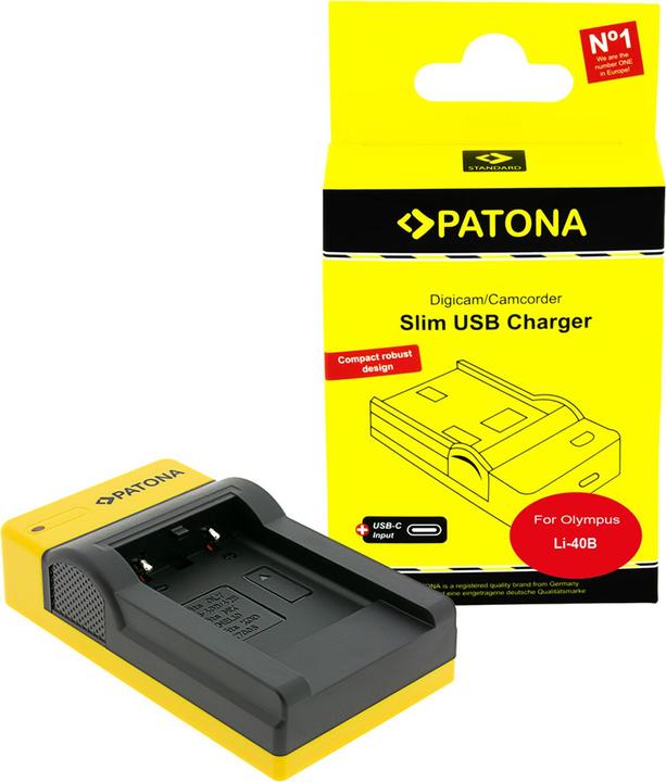 Patona Slim USB Ladegerät mit USB-C Input für Olympus Li-40B Li-42B Nikon EN-EL10 (Batterijlader voor camera)
