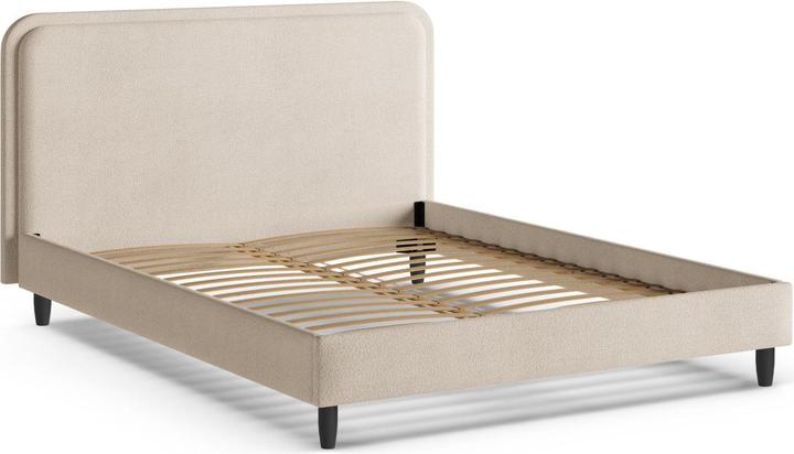 Actual product image Micadoni Boucle Storage Bed with Headboard, "Aveline", Beige, 214x195x117 Made in Europe (180 x 200 cm)