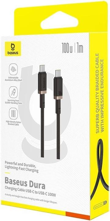 Produktbild Baseus Dura Typ C auf Typ C 100 W Schnellladekabel 1 m Schwarz Gold (1 m, USB 3.2 Gen 1, 100 W)