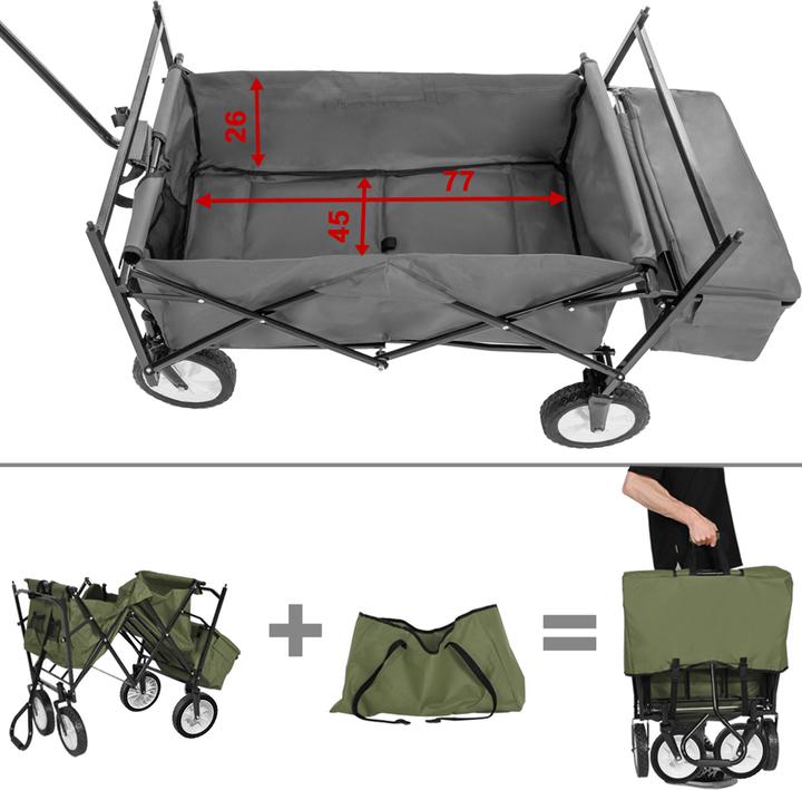Produktbild tectake Faltbarer Bollerwagen mit Dach und Tragetasche