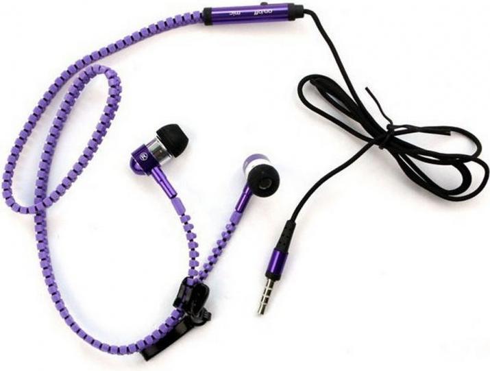 Produktbild Hermex In Ear ZIPPER Headset mit Fernbedienung LILA für alle Android Smartphones (keine Geräuschunterdrückung, Kabelgebunden)