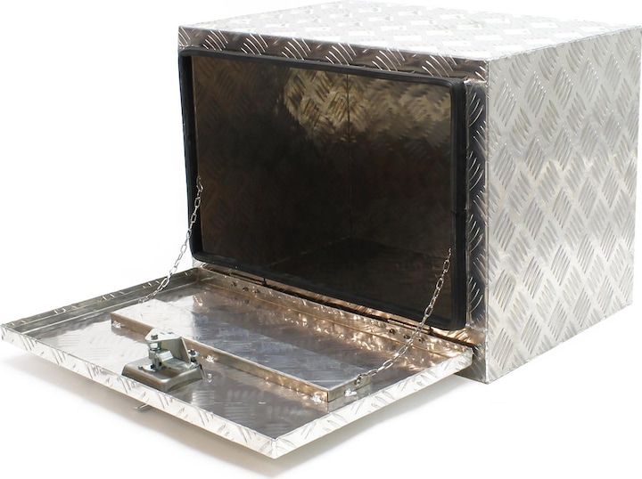 Immagine prodotto Wiltec Cassetta degli attrezzi Chequer Plate Site Box Storage Chest Tool Van Truck Pick up Alluminio (61,5 x 40 x 45 cm, 110.25 l)