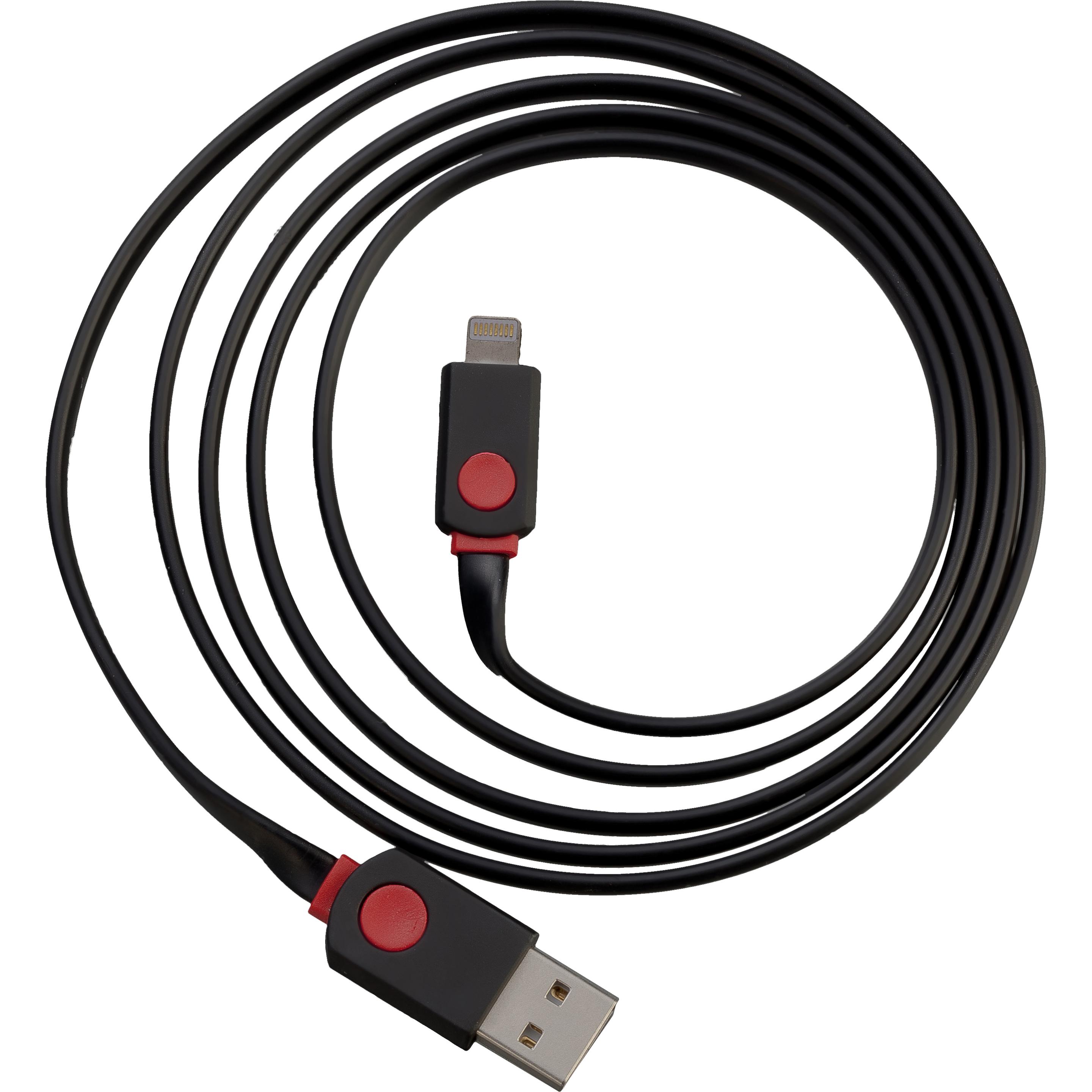 Peter Jäckel FLAT 1,5m USB Data Cable Black für Apple Lightning mit Sync- und Ladefunktion (1.50 m, USB 2.0), USB Kabel