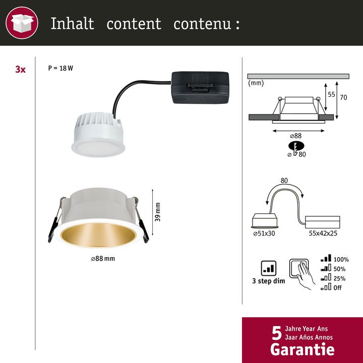 Produktbild Paulmann Einbauleuchte Cole Set (460 lm)