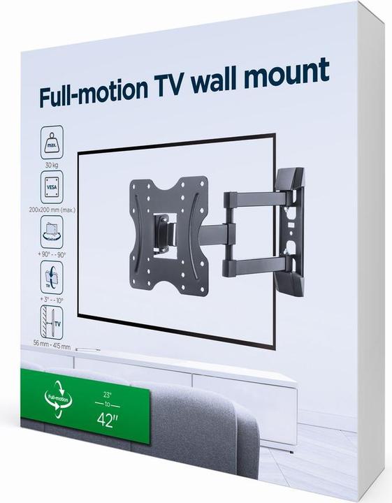 Image du produit Gembird WM-42ST-02 Support TV mural (entièrement mobile) 23-42 pouces jusqu'à 30 kg (Mur, 42", 30 kg)