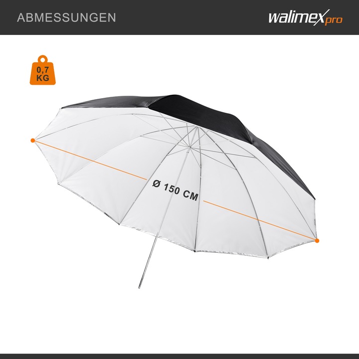 Produktbild Walimex pro pro 2in1 Reflex- Durchlichtschirm (Schirm, 150 cm)