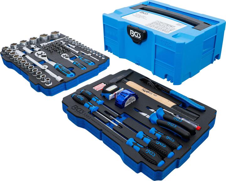 Actual product image BGS Socket, Hammer, Pliers, Screwdriver Set | 6.3 mm (1/4") / 12.5 mm (1/2") | systainer® | 77 pcs.
