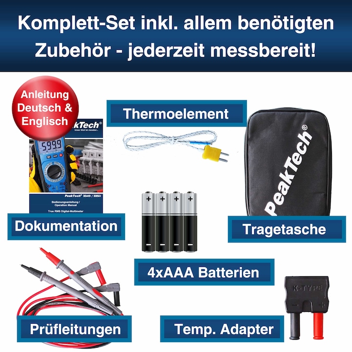 Image du produit Peaktech P 3350 Multimètre numérique True RMS (CAT III 600V)