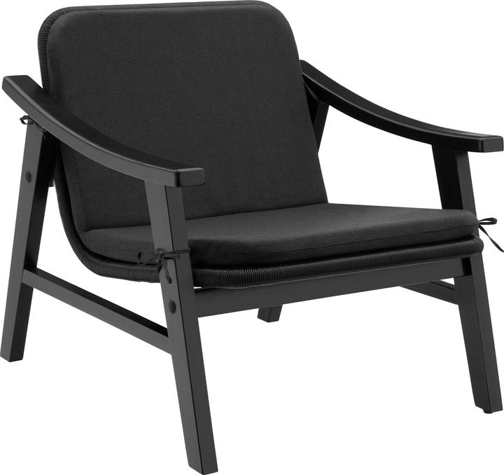 Produktbild tectake Rattan Stuhl Treviso, Holzgestell und Polsterauflage