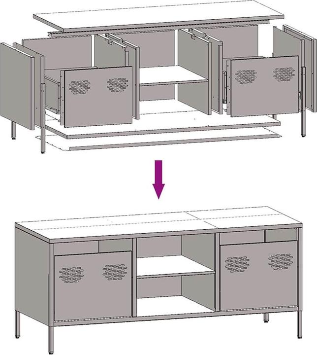 Actual product image VidaXL TV cabinet TV table TV cabinet lowboard TV furniture pink steel