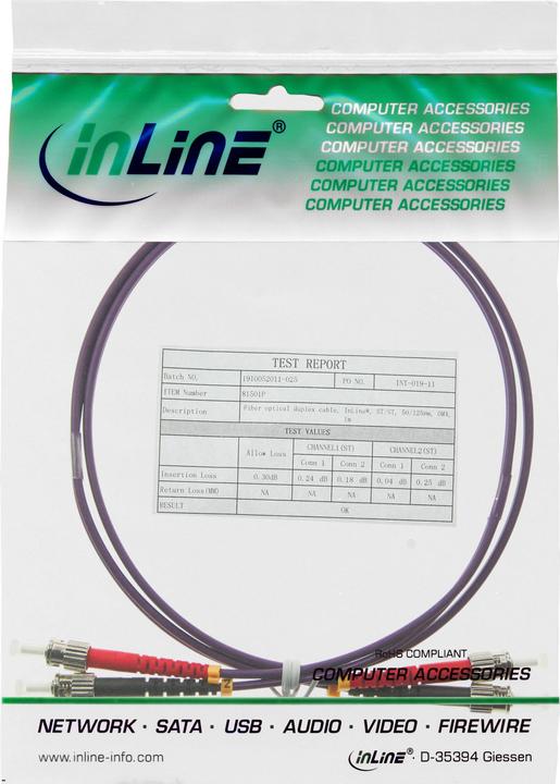 Produktbild InLine LWL Duplex Kabel ST/ST 50/125um OM4 7.5m (CAT6e, 7.50 m)