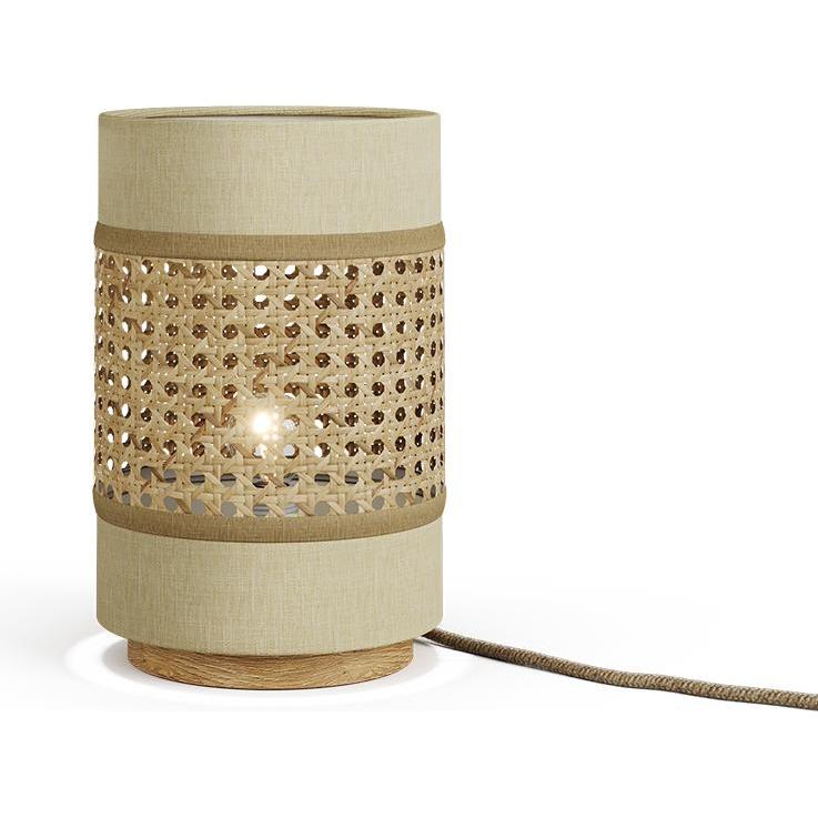 Vicco, Tischlampe, Tischlampe Morten, Rattan/Creme, 17.5 x 26.5 cm (E27)