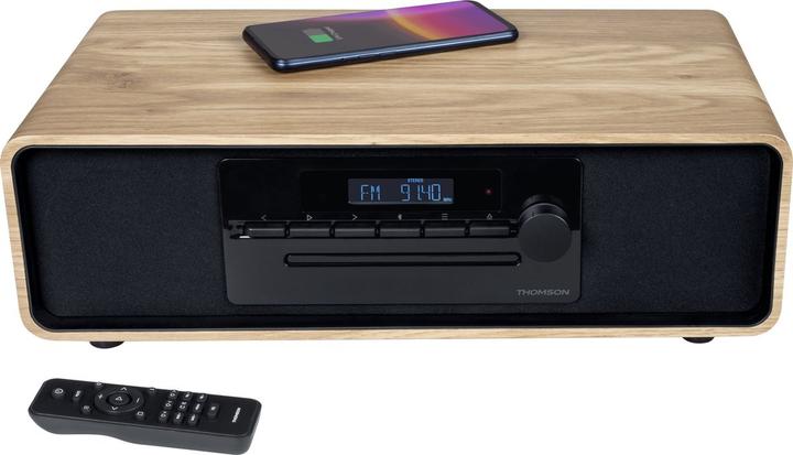 Actual product image Thomson MIC300IBT bw/wood Micro system 60W,FM,Bluetooth,CD,USB,Induction charging (CD player, Bluetooth, 2x 30 W)