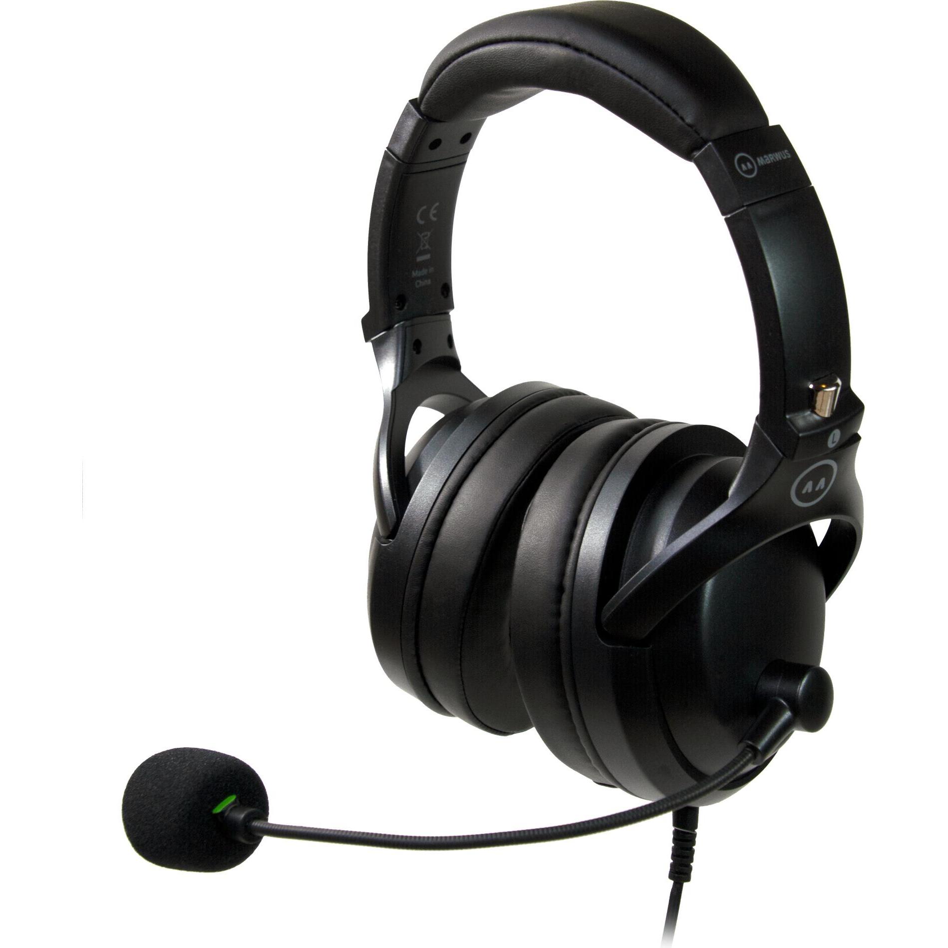 Marwus GH930 gamer wired (Kabelgebunden), Gaming Headset, Schwarz