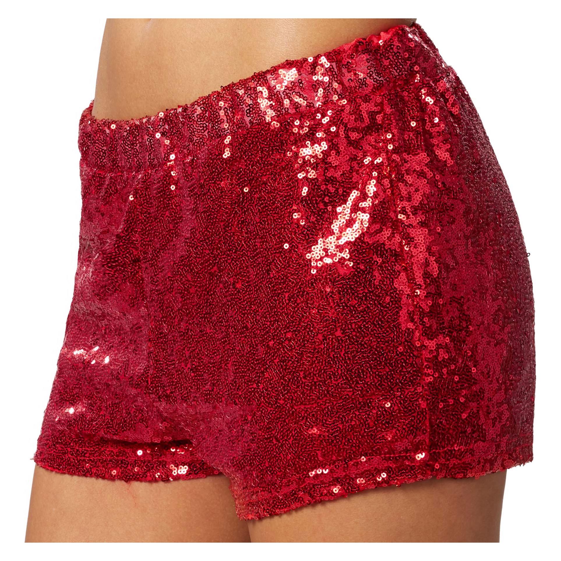 Tectake, Damen, Shorts, Pailletten-Shorts, Rot, (S)