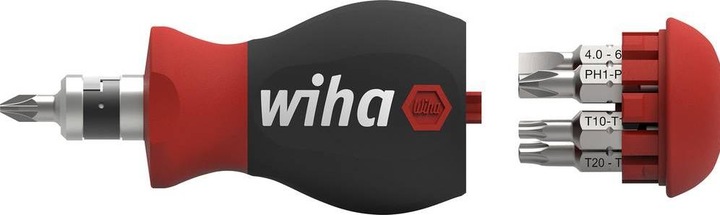 Productafbeelding Wiha Schroevendraaier met Bit Magazine Stubby (Schroeven met sleufkop, Inbus, Torx (TX), Kruisvormig PZ, Phillipps kruissleuf (PH))