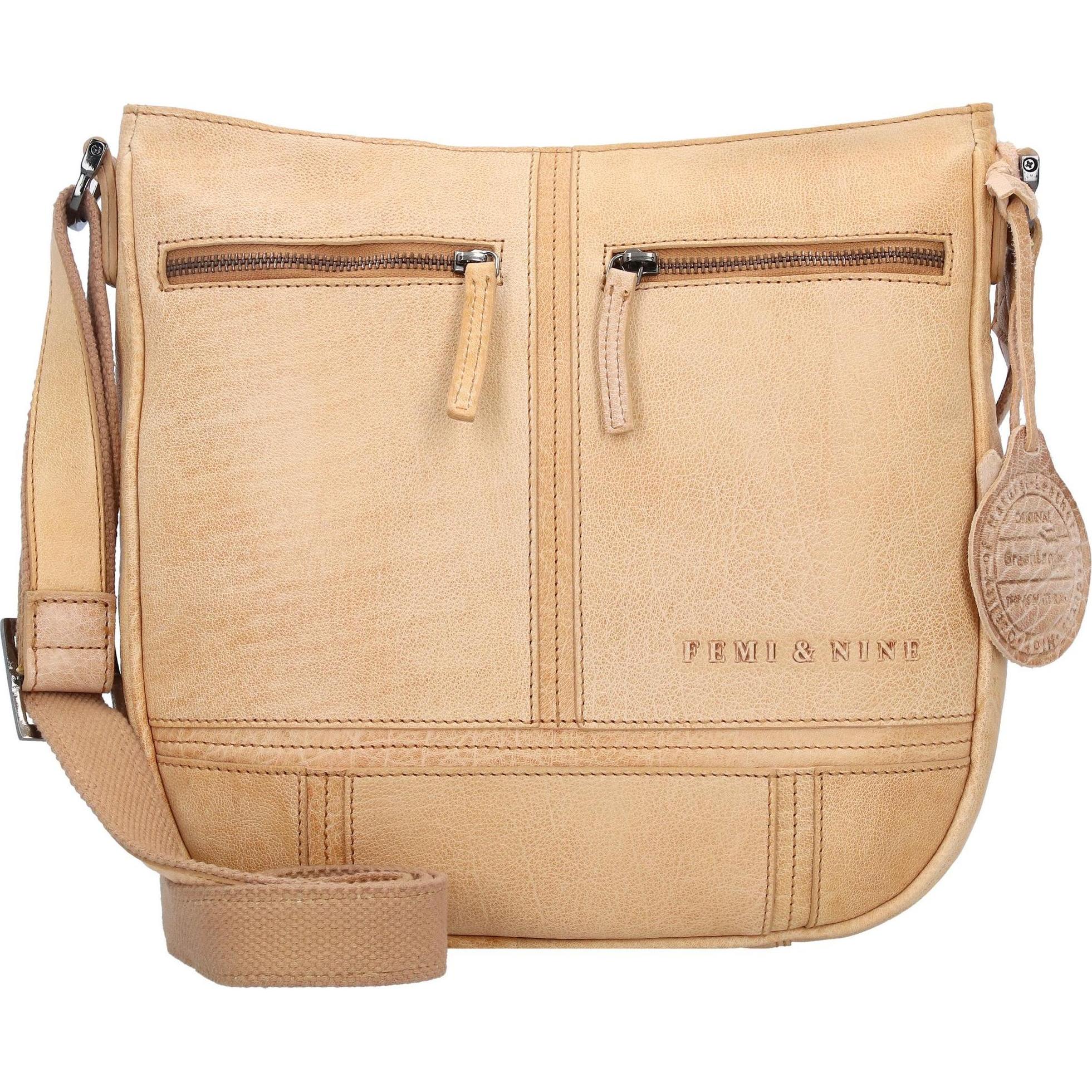 Greenland Nature, Handtasche, Femi & Nine Umhängetasche Leder 28 cm, Beige