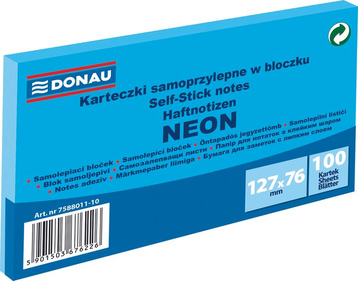 Immagine prodotto Donau Blocco autoadesivo, 127x76mm, 1x100 fogli, neon, blu (127 x 76 mm)