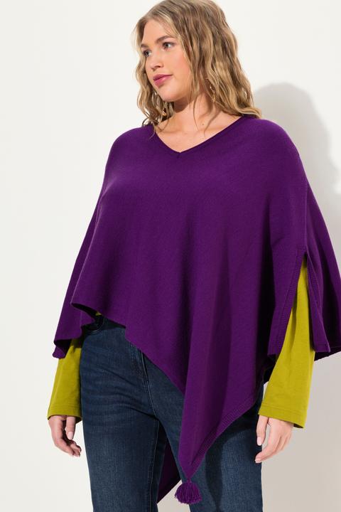 Actual product image Ulla Popken Knit Pointed Hem Poncho (58, 60, 62)
