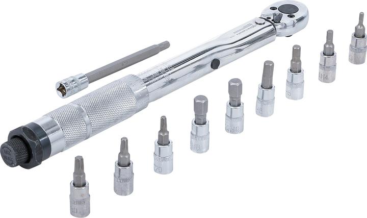 BGS Drehmomentschlüssel-Satz | Abtrieb Aussenvierkant 6,3 mm (1/4") | 2 - 24 Nm | 11-tlg. (1/4", 2 Nm, 24 Nm)