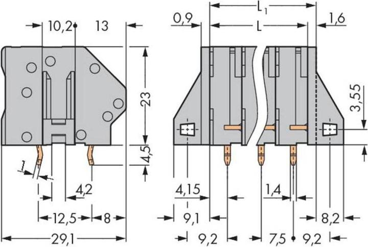 Produktbild Wago 745-312 Klemmenleiste fÃ¼r Leiterplatten 0,2-6 qmm grau
